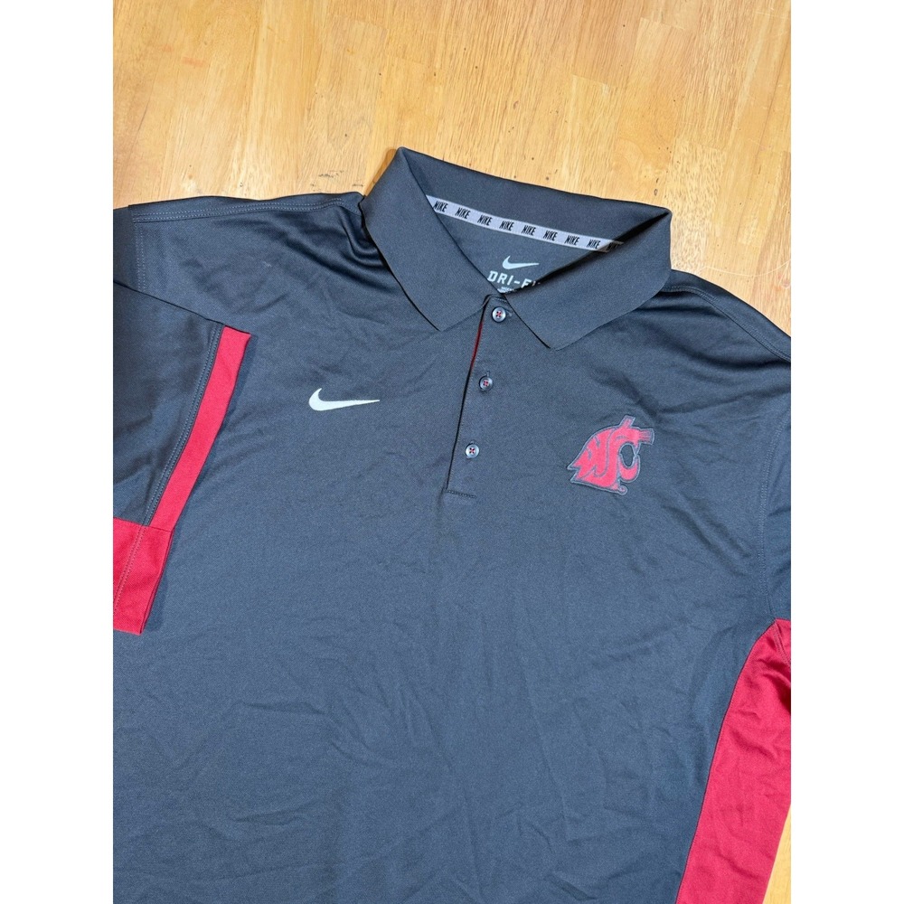 Nike Washington State Cougars WSU Dri-FIT Polo Shirt Mens 3XL Gray Crimson